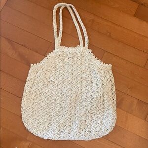 Elegant Cream Crochet Tote Bag